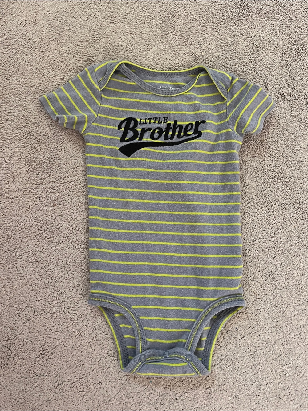 🍼Grey and Green Striped 'Little Brother' One-Piece Bodysuit🍼